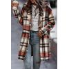 imagePRETTYGARDEN Women Plaid Shacket Jacket Trendy Fall Casual Button Wool Blend Tartan Trench Coat Winter Clothing with PocketsBrick Red