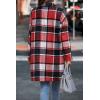 imagePRETTYGARDEN Women Plaid Shacket Jacket Trendy Fall Casual Button Wool Blend Tartan Trench Coat Winter Clothing with PocketsBrilliant Red