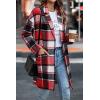 imagePRETTYGARDEN Women Plaid Shacket Jacket Trendy Fall Casual Button Wool Blend Tartan Trench Coat Winter Clothing with PocketsBrilliant Red