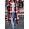 imagePRETTYGARDEN Women Plaid Shacket Jacket Trendy Fall Casual Button Wool Blend Tartan Trench Coat Winter Clothing with PocketsBrilliant Red