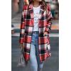 imagePRETTYGARDEN Women Plaid Shacket Jacket Trendy Fall Casual Button Wool Blend Tartan Trench Coat Winter Clothing with PocketsBrilliant Red