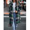 imagePRETTYGARDEN Women Plaid Shacket Jacket Trendy Fall Casual Button Wool Blend Tartan Trench Coat Winter Clothing with PocketsDark Green