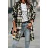 imagePRETTYGARDEN Women Plaid Shacket Jacket Trendy Fall Casual Button Wool Blend Tartan Trench Coat Winter Clothing with PocketsGreen