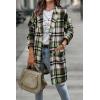 imagePRETTYGARDEN Women Plaid Shacket Jacket Trendy Fall Casual Button Wool Blend Tartan Trench Coat Winter Clothing with PocketsGreen