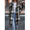 imagePRETTYGARDEN Women Plaid Shacket Jacket Trendy Fall Casual Button Wool Blend Tartan Trench Coat Winter Clothing with PocketsGrey