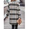imagePRETTYGARDEN Women Plaid Shacket Jacket Trendy Fall Casual Button Wool Blend Tartan Trench Coat Winter Clothing with PocketsGrey White