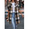 imagePRETTYGARDEN Women Plaid Shacket Jacket Trendy Fall Casual Button Wool Blend Tartan Trench Coat Winter Clothing with PocketsKhaki