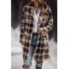 imagePRETTYGARDEN Women Plaid Shacket Jacket Trendy Fall Casual Button Wool Blend Tartan Trench Coat Winter Clothing with PocketsNavy