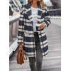 imagePRETTYGARDEN Women Plaid Shacket Jacket Trendy Fall Casual Button Wool Blend Tartan Trench Coat Winter Clothing with PocketsNavy White