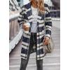imagePRETTYGARDEN Women Plaid Shacket Jacket Trendy Fall Casual Button Wool Blend Tartan Trench Coat Winter Clothing with PocketsNavy White