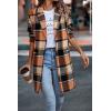 imagePRETTYGARDEN Women Plaid Shacket Jacket Trendy Fall Casual Button Wool Blend Tartan Trench Coat Winter Clothing with PocketsOrange