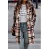 imagePRETTYGARDEN Women Plaid Shacket Jacket Trendy Fall Casual Button Wool Blend Tartan Trench Coat Winter Clothing with PocketsPink