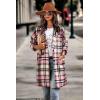 imagePRETTYGARDEN Women Plaid Shacket Jacket Trendy Fall Casual Button Wool Blend Tartan Trench Coat Winter Clothing with PocketsPink