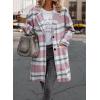 imagePRETTYGARDEN Women Plaid Shacket Jacket Trendy Fall Casual Button Wool Blend Tartan Trench Coat Winter Clothing with PocketsPink White