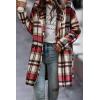 imagePRETTYGARDEN Women Plaid Shacket Jacket Trendy Fall Casual Button Wool Blend Tartan Trench Coat Winter Clothing with PocketsRed