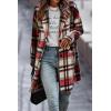 imagePRETTYGARDEN Women Plaid Shacket Jacket Trendy Fall Casual Button Wool Blend Tartan Trench Coat Winter Clothing with PocketsRed