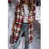 imagePRETTYGARDEN Women Plaid Shacket Jacket Trendy Fall Casual Button Wool Blend Tartan Trench Coat Winter Clothing with PocketsRed