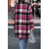 imagePRETTYGARDEN Women Plaid Shacket Jacket Trendy Fall Casual Button Wool Blend Tartan Trench Coat Winter Clothing with PocketsRose Red
