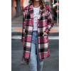 imagePRETTYGARDEN Women Plaid Shacket Jacket Trendy Fall Casual Button Wool Blend Tartan Trench Coat Winter Clothing with PocketsRose Red