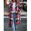 imagePRETTYGARDEN Women Plaid Shacket Jacket Trendy Fall Casual Button Wool Blend Tartan Trench Coat Winter Clothing with PocketsRose Red