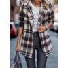 imagePRETTYGARDEN Women Plaid Shacket Jacket Trendy Fall Casual Button Wool Blend Tartan Trench Coat Winter Clothing with PocketsShort Style Brown