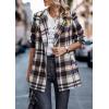 imagePRETTYGARDEN Women Plaid Shacket Jacket Trendy Fall Casual Button Wool Blend Tartan Trench Coat Winter Clothing with PocketsShort Style Brown