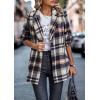 imagePRETTYGARDEN Women Plaid Shacket Jacket Trendy Fall Casual Button Wool Blend Tartan Trench Coat Winter Clothing with PocketsShort Style Brown