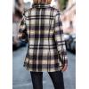 imagePRETTYGARDEN Women Plaid Shacket Jacket Trendy Fall Casual Button Wool Blend Tartan Trench Coat Winter Clothing with PocketsShort Style Brown