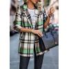imagePRETTYGARDEN Women Plaid Shacket Jacket Trendy Fall Casual Button Wool Blend Tartan Trench Coat Winter Clothing with PocketsShort Style Green