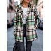 imagePRETTYGARDEN Women Plaid Shacket Jacket Trendy Fall Casual Button Wool Blend Tartan Trench Coat Winter Clothing with PocketsShort Style Green