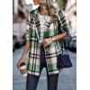 imagePRETTYGARDEN Women Plaid Shacket Jacket Trendy Fall Casual Button Wool Blend Tartan Trench Coat Winter Clothing with PocketsShort Style Green