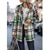 imagePRETTYGARDEN Women Plaid Shacket Jacket Trendy Fall Casual Button Wool Blend Tartan Trench Coat Winter Clothing with PocketsShort Style Green