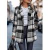 imagePRETTYGARDEN Women Plaid Shacket Jacket Trendy Fall Casual Button Wool Blend Tartan Trench Coat Winter Clothing with PocketsShort Style Grey
