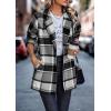 imagePRETTYGARDEN Women Plaid Shacket Jacket Trendy Fall Casual Button Wool Blend Tartan Trench Coat Winter Clothing with PocketsShort Style Grey
