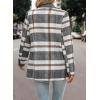 imagePRETTYGARDEN Women Plaid Shacket Jacket Trendy Fall Casual Button Wool Blend Tartan Trench Coat Winter Clothing with PocketsShort Style Grey White