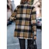 imagePRETTYGARDEN Women Plaid Shacket Jacket Trendy Fall Casual Button Wool Blend Tartan Trench Coat Winter Clothing with PocketsShort Style Khaki