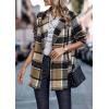 imagePRETTYGARDEN Women Plaid Shacket Jacket Trendy Fall Casual Button Wool Blend Tartan Trench Coat Winter Clothing with PocketsShort Style Khaki
