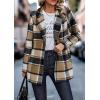 imagePRETTYGARDEN Women Plaid Shacket Jacket Trendy Fall Casual Button Wool Blend Tartan Trench Coat Winter Clothing with PocketsShort Style Khaki