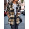 imagePRETTYGARDEN Women Plaid Shacket Jacket Trendy Fall Casual Button Wool Blend Tartan Trench Coat Winter Clothing with PocketsShort Style Khaki