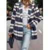 imagePRETTYGARDEN Women Plaid Shacket Jacket Trendy Fall Casual Button Wool Blend Tartan Trench Coat Winter Clothing with PocketsShort Style Navy Plaid