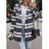imagePRETTYGARDEN Women Plaid Shacket Jacket Trendy Fall Casual Button Wool Blend Tartan Trench Coat Winter Clothing with PocketsShort Style Navy Plaid