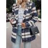 imagePRETTYGARDEN Women Plaid Shacket Jacket Trendy Fall Casual Button Wool Blend Tartan Trench Coat Winter Clothing with PocketsShort Style Navy Plaid