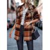 imagePRETTYGARDEN Women Plaid Shacket Jacket Trendy Fall Casual Button Wool Blend Tartan Trench Coat Winter Clothing with PocketsShort Style Orange