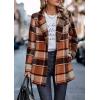 imagePRETTYGARDEN Women Plaid Shacket Jacket Trendy Fall Casual Button Wool Blend Tartan Trench Coat Winter Clothing with PocketsShort Style Orange