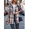 imagePRETTYGARDEN Women Plaid Shacket Jacket Trendy Fall Casual Button Wool Blend Tartan Trench Coat Winter Clothing with PocketsShort Style Pink