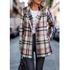 imagePRETTYGARDEN Women Plaid Shacket Jacket Trendy Fall Casual Button Wool Blend Tartan Trench Coat Winter Clothing with PocketsShort Style Pink