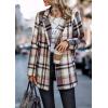 imagePRETTYGARDEN Women Plaid Shacket Jacket Trendy Fall Casual Button Wool Blend Tartan Trench Coat Winter Clothing with PocketsShort Style Pink