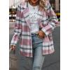 imagePRETTYGARDEN Women Plaid Shacket Jacket Trendy Fall Casual Button Wool Blend Tartan Trench Coat Winter Clothing with PocketsShort Style Pink White