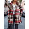 imagePRETTYGARDEN Women Plaid Shacket Jacket Trendy Fall Casual Button Wool Blend Tartan Trench Coat Winter Clothing with PocketsShort Style Red