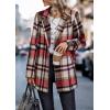 imagePRETTYGARDEN Women Plaid Shacket Jacket Trendy Fall Casual Button Wool Blend Tartan Trench Coat Winter Clothing with PocketsShort Style Red